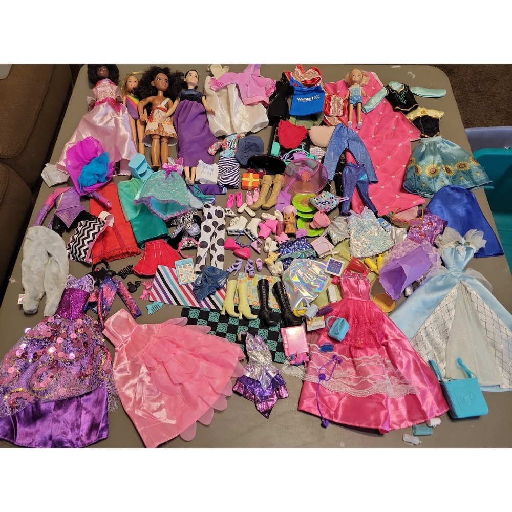 Barbie Doll Lot Some Clothes Shoes Etc Mixed collection toy box clean out